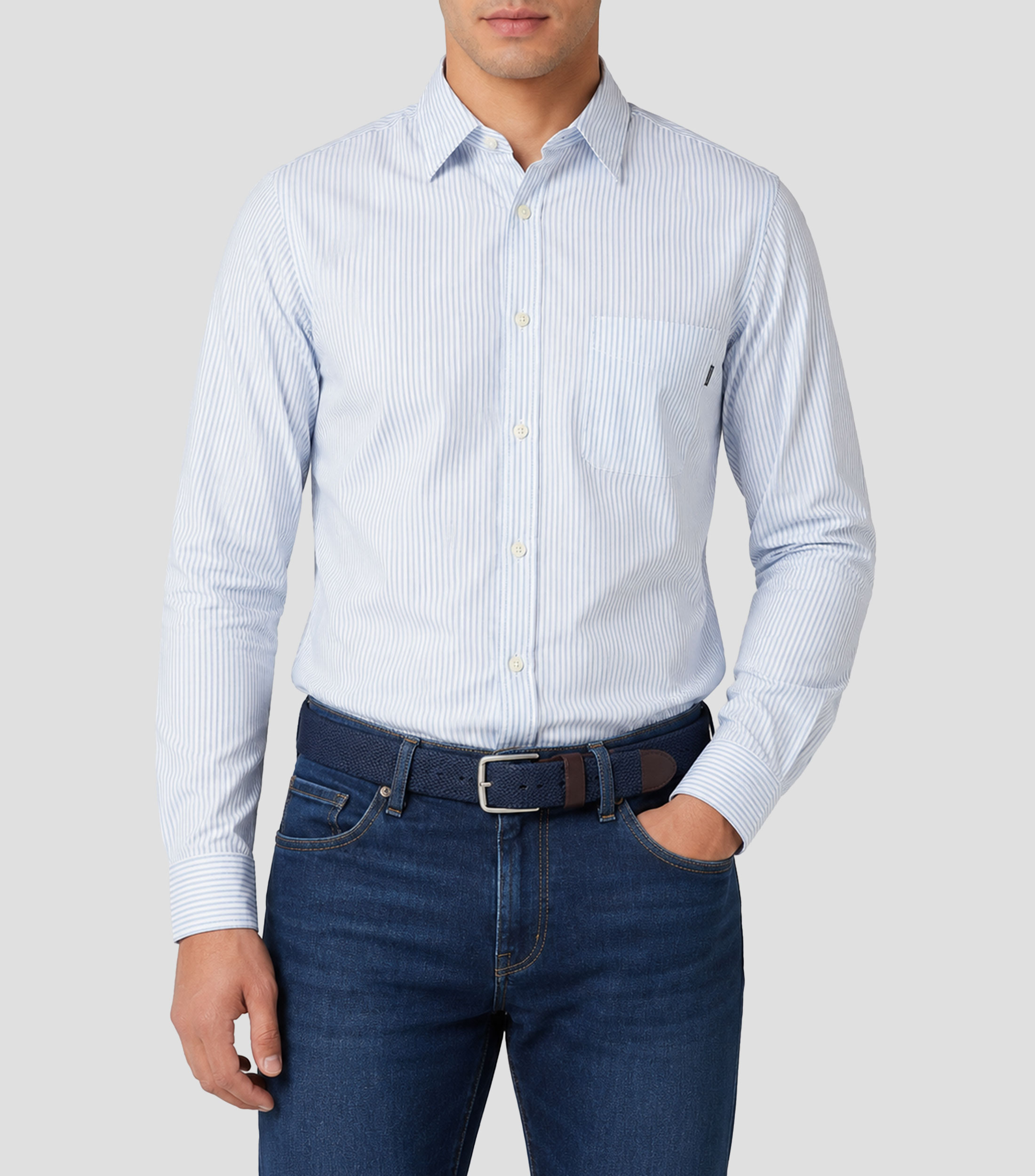 Chemise à Rayures Bleu Et Blanc Dockers - Taille XL, 100% Coton, Occasion Très Bon état